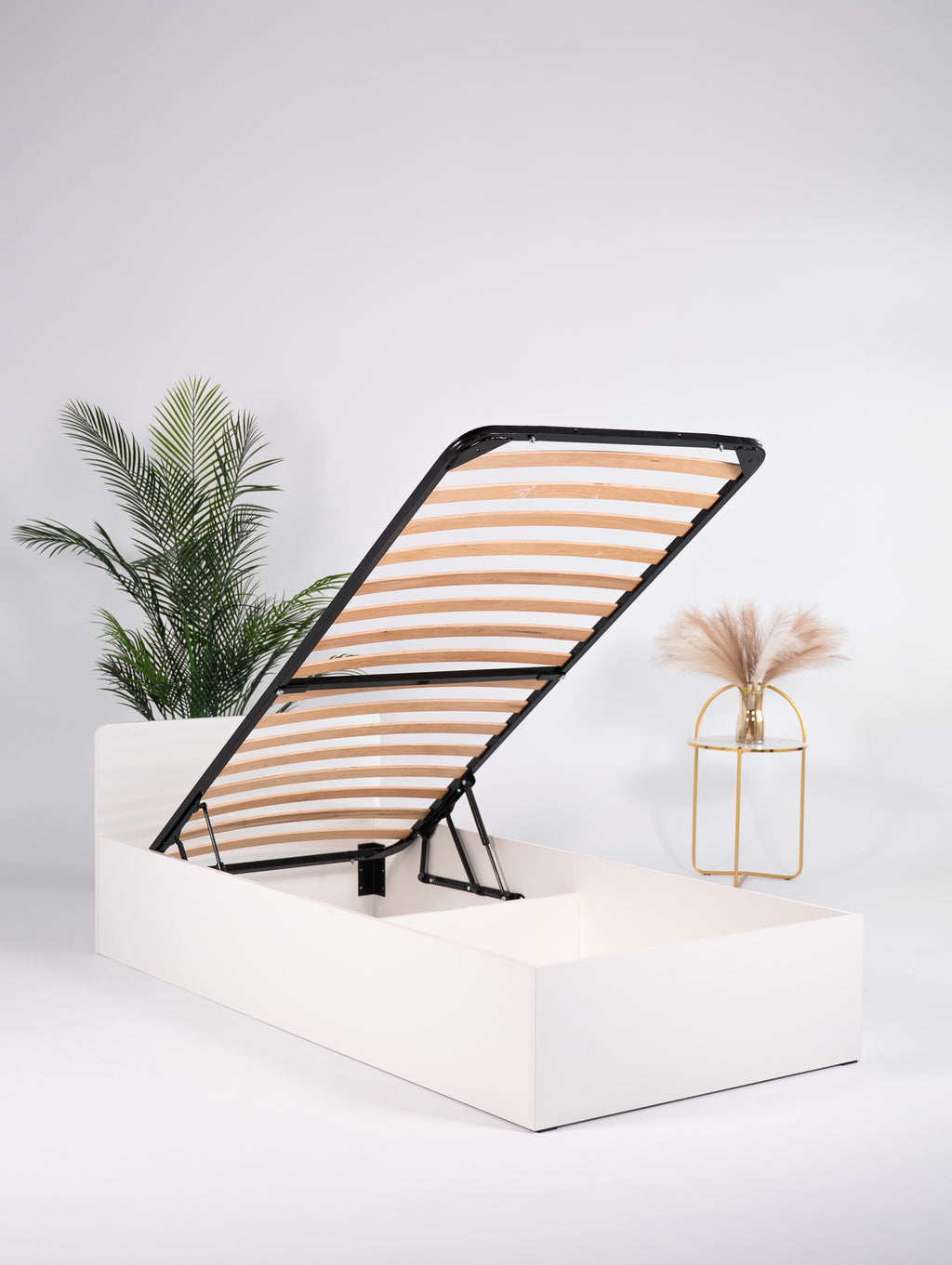 Łóżko 90x200 z podnośnikiem i pojemnikiem na pościel