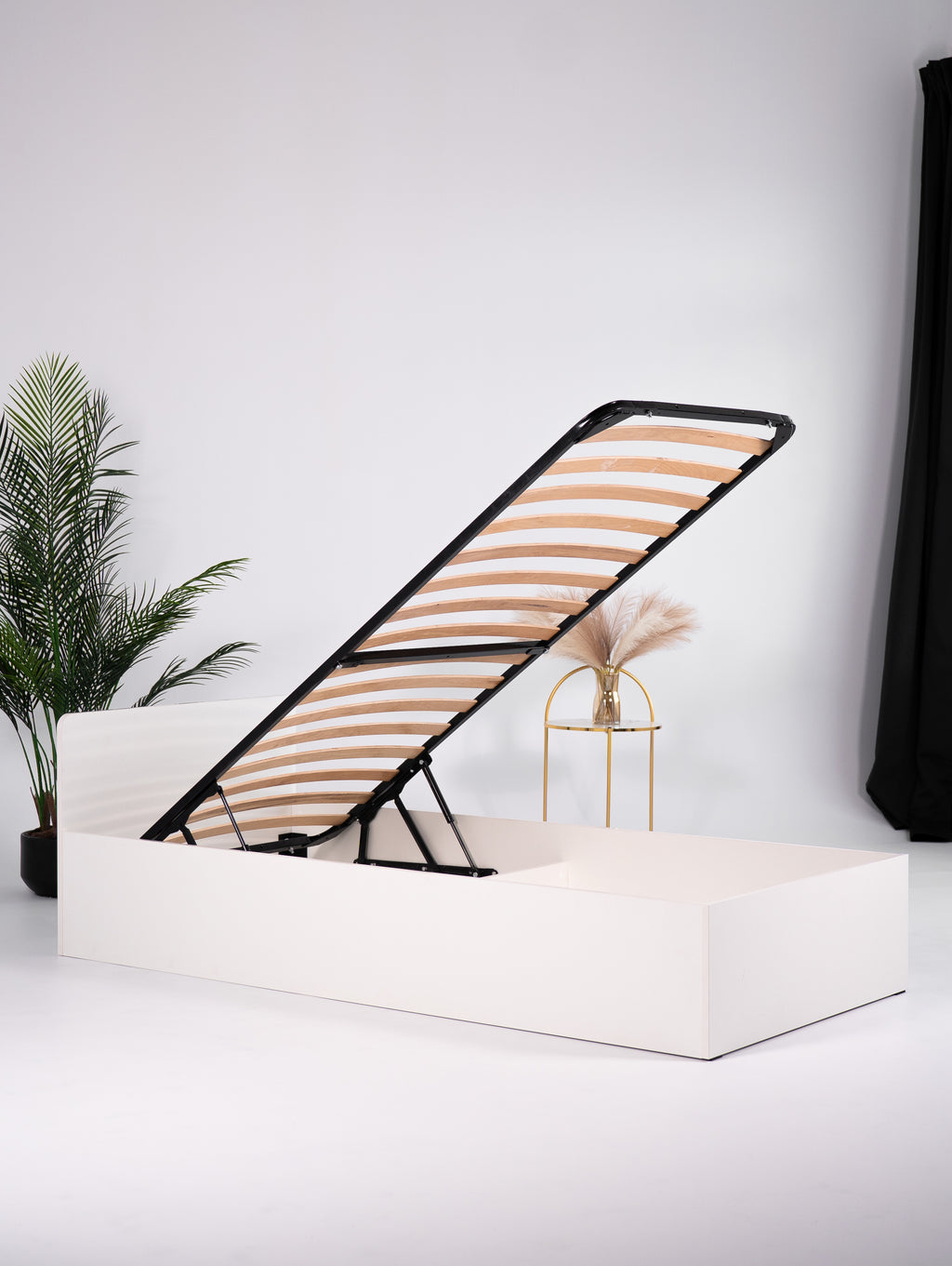 Łóżko 90x200 z podnośnikiem i pojemnikiem na pościel